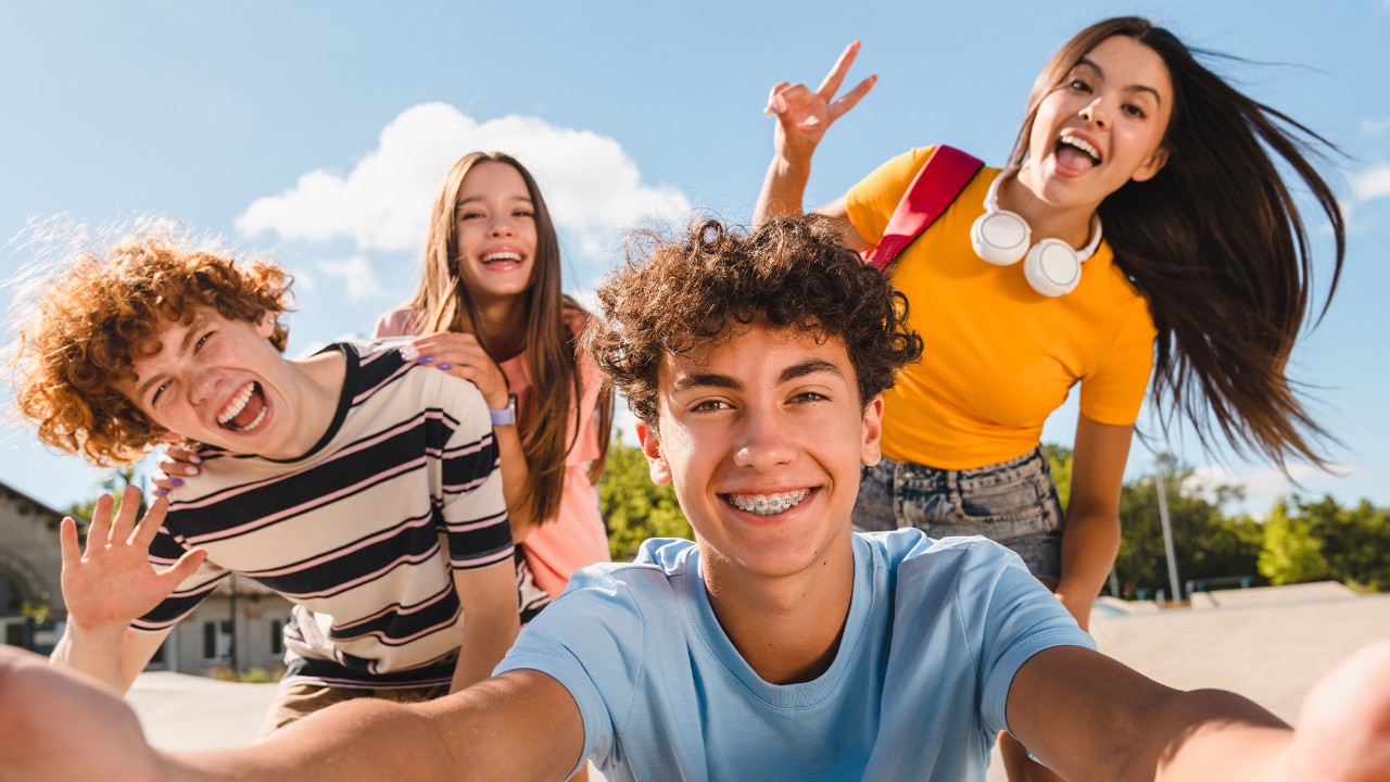 Happy students taking a selfie
